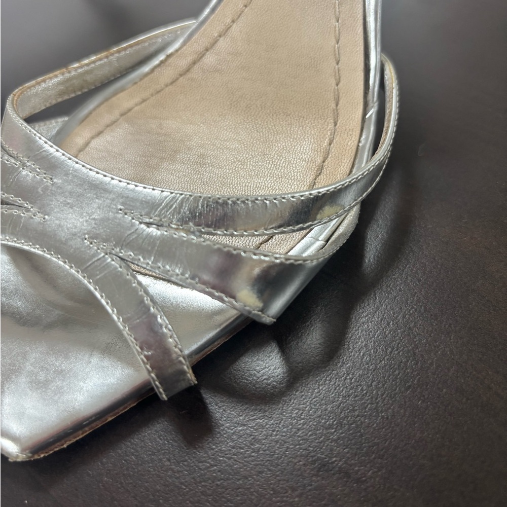 Christian Dior Silver Patent Leather Ankle Strap Heels - Picture 3 of 4